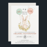 Invitation Son ou elle Bunny Balloons genre révéler l'invitat<br><div class="desc">Genre Reveal carte d'invitation avec un mignon lapin. Pour plus de personnalisation,  cliquez sur le lien "customiser plus" et utilisez notre outil de conception pour modifier ce modèle.</div>