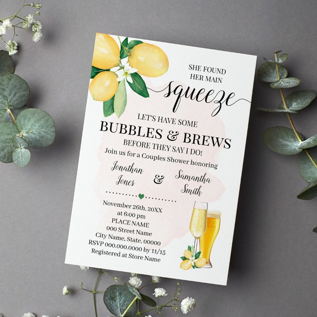 Invitation Son principal Squeeze Bubbles & Brew Pink Fête des (Créateur téléchargé)