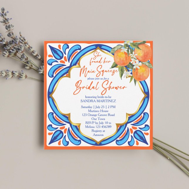 Invitation Son principal Squeeze nuptiale douche orange bleu  (Créateur téléchargé)