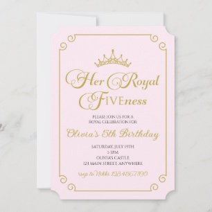 Invitation Son Royal Fiveness Princesse Or 5 ans