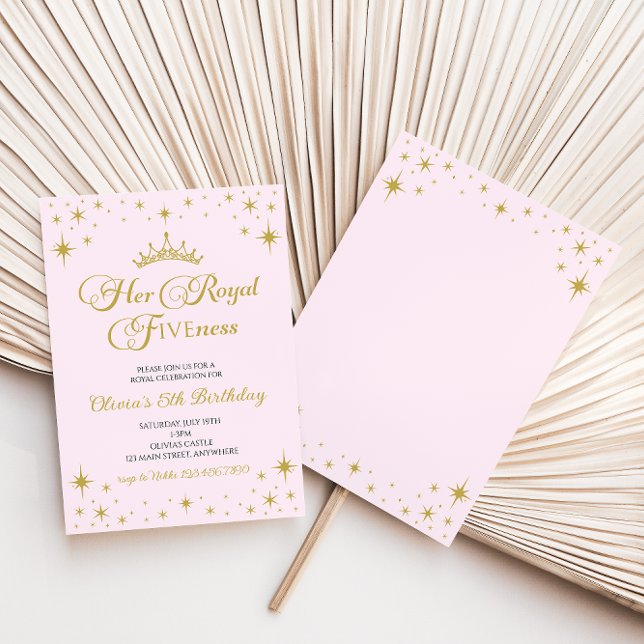 Invitation Son Royal Fiveness Princesse Or 5 ans (Créateur téléchargé)
