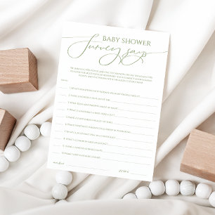 Invitation Sondage sur le Baby shower vert de la gélose Whims