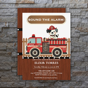 Invitation Sonne l'alarme ! Baby shower de camion moderne
