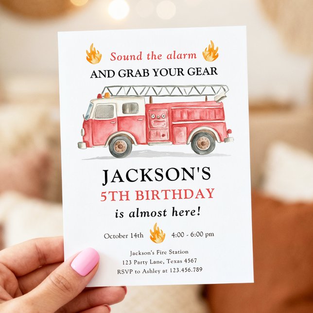 Invitation Sonnerie de Camion de Pompiers Fête d'anniversaire (Créateur téléchargé)