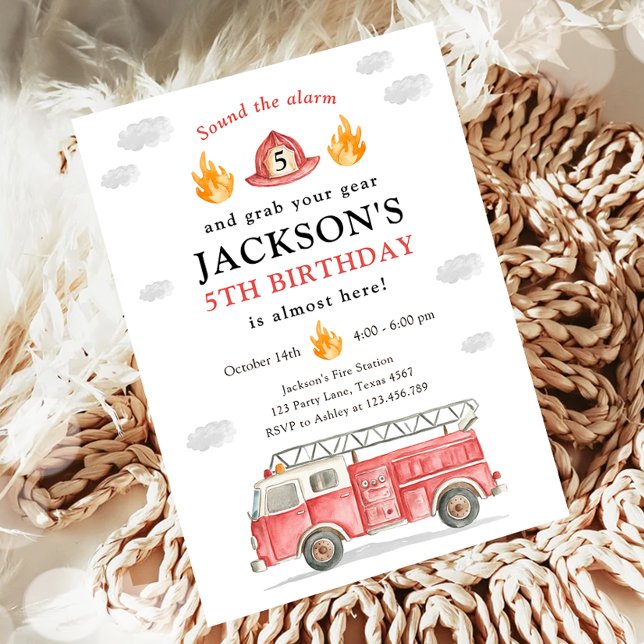 Invitation Sonnerie de Camion de Pompiers Fête d'anniversaire (Créateur téléchargé)