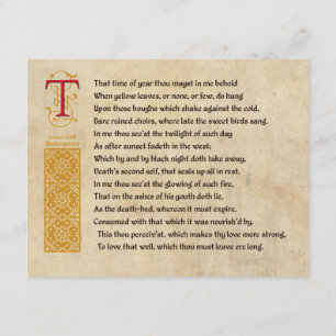 Invitation Sonnet 73 (LXXIII) de Shakespeare sur le parchemin