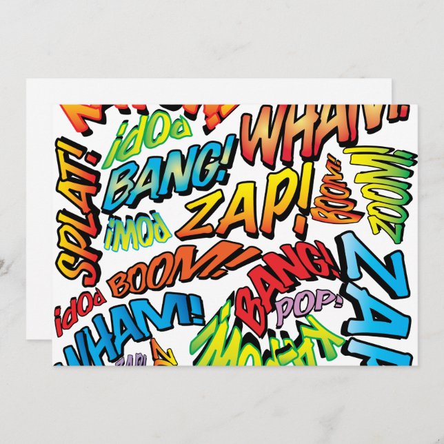 Invitation Sons de l'Art Pop de Bande Dessinée Rétro Amusante (Devant / Derrière)