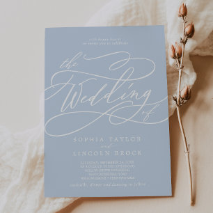 Invitation SOPHIA Bébé clair Bleu Chic Élégant Mariage élégan