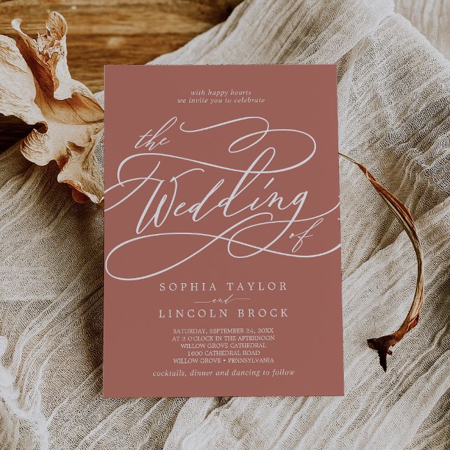 Invitation SOPHIA Minimal Rustique Automne Terracotta Mariage (SOPHIA Minimal Rustic Autumn Terracotta Wedding Invitation)