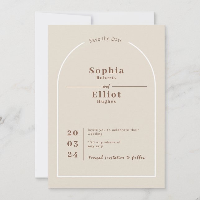 Invitation SOPHIA Modern Desert Boho Arch Enregistrer la cart (Devant)