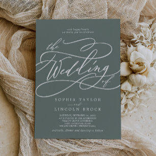 Invitation SOPHIA Moderne Tropique Vert Vert Simple Mariage