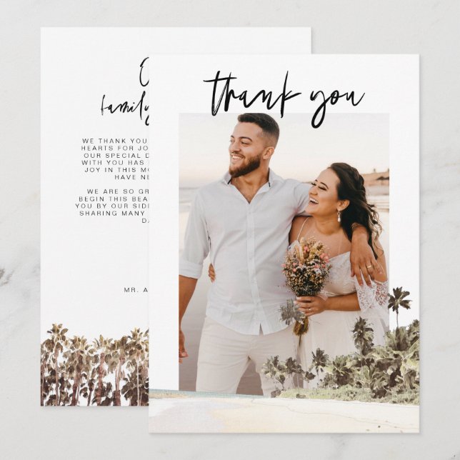 Invitation SOPHIA Palmier Tropical Photo Remerciements de Mar (Devant / Derrière)