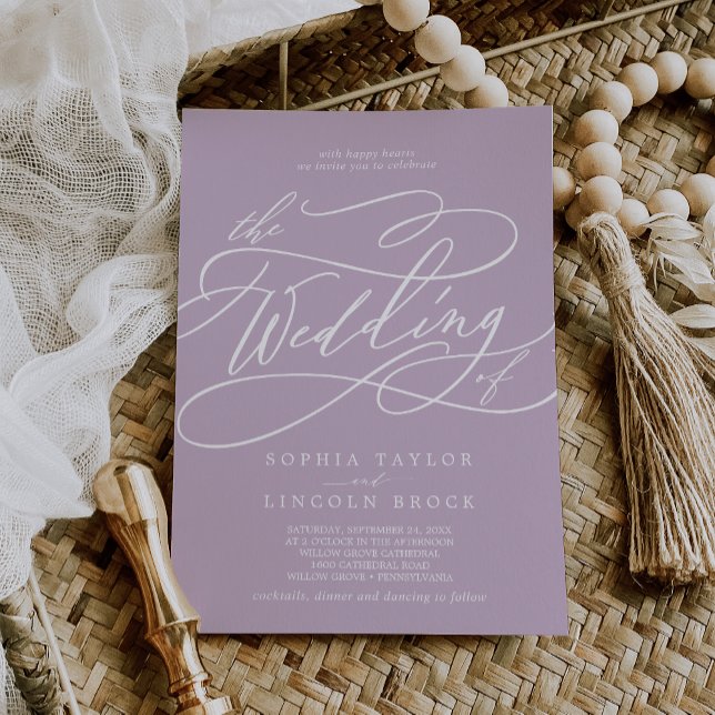 Invitation SOPHIA Simple Moderne Lilac Purple Printemps Maria (SOPHIA Simple Modern Lilac Purple Spring Wedding Invitation)