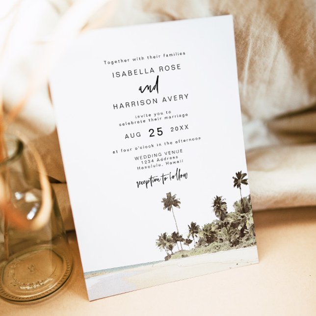 Invitation SOPHIA | Watercolor Beach Mariage de l'île tropica (Créateur téléchargé)