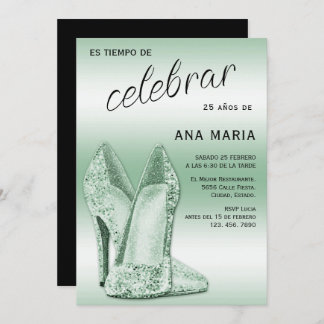 Invitation Sophisticated Green Spanish Feminine Birthday 