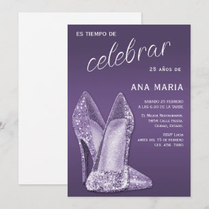 Invitation Sophistiqué Anniversaire Féminin Améthyste Espagno