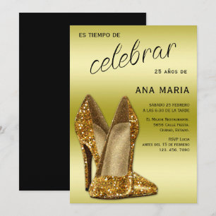 Invitation Sophistiqué Anniversaire Féminin Espagnol Or