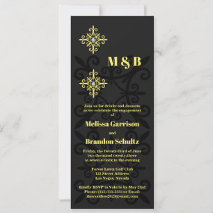 Invitation Sophistiqué Black and Yellow Engagement Party