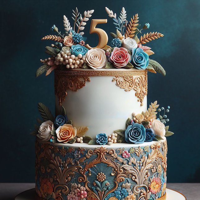 INVITATION SOPHISTIQUÉ COLORÉ 5E ANNIVERSAIRE MARIAGE (Créateur téléchargé)