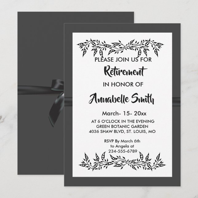 Invitation SOPHISTIQUÉ    MODERNRetirement (Devant / Derrière)