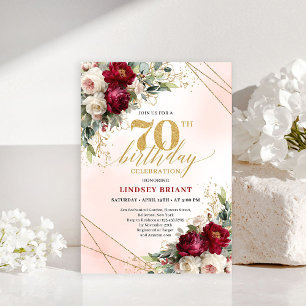 Invitation sophistiquée avec fleurs dorées pour 70