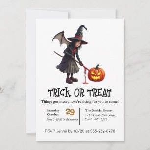 Invitation Sorcière avec un traitement de trick or treat déso