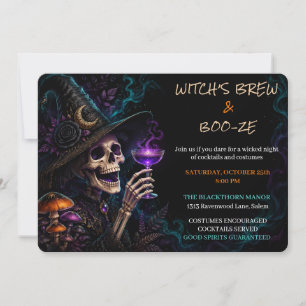Invitation Sorcière Brew & Boo ze Cocktail gothique d'Hallowe