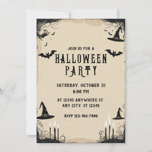 Invitation Sorcière Casquette fête d'Halloween