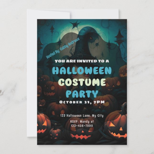 Invitation Sorcière Creepy Jack-O' Lanterns Halloween (Devant)