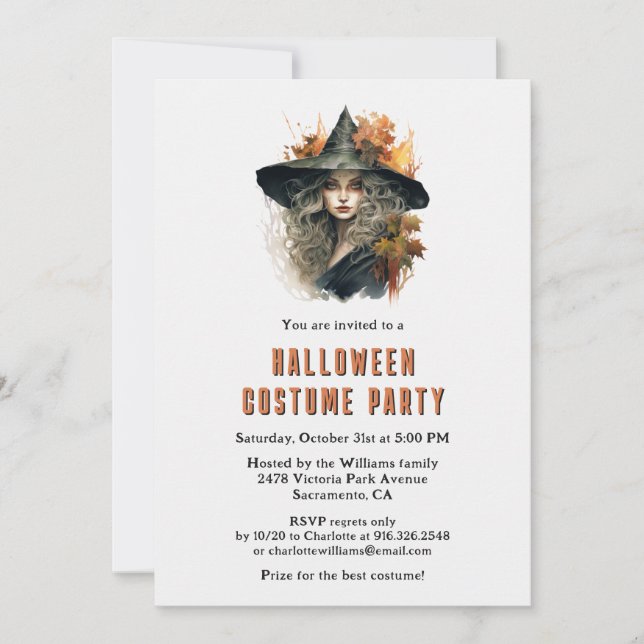 Invitation Sorcière dans un chat noir Casquette Halloween Cos (Devant)