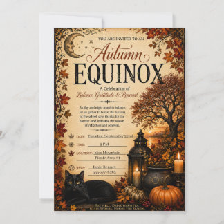 Invitation Sorcière de célébration personnalisée de l'équinox