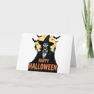 Invitation Sorcière d'horreur d'Halloween avec yeux rouges