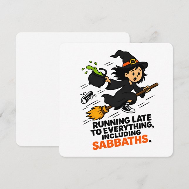 Invitation Sorcière drôle avec TDAH en retard pour Halloween  (Devant / Derrière)