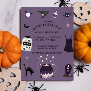 Invitation sorcière éffrayante Halloween Anniversaire Fête In