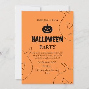 Invitation Sorcière Éffrayante orange d'Halloween