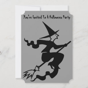 Invitation sorcière éffrayante sur broomstick halloween invit