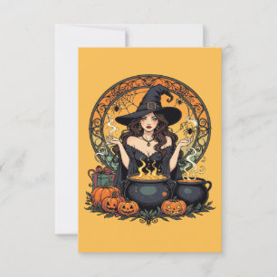 Invitation Sorcière Envoûtante avec des Araignées