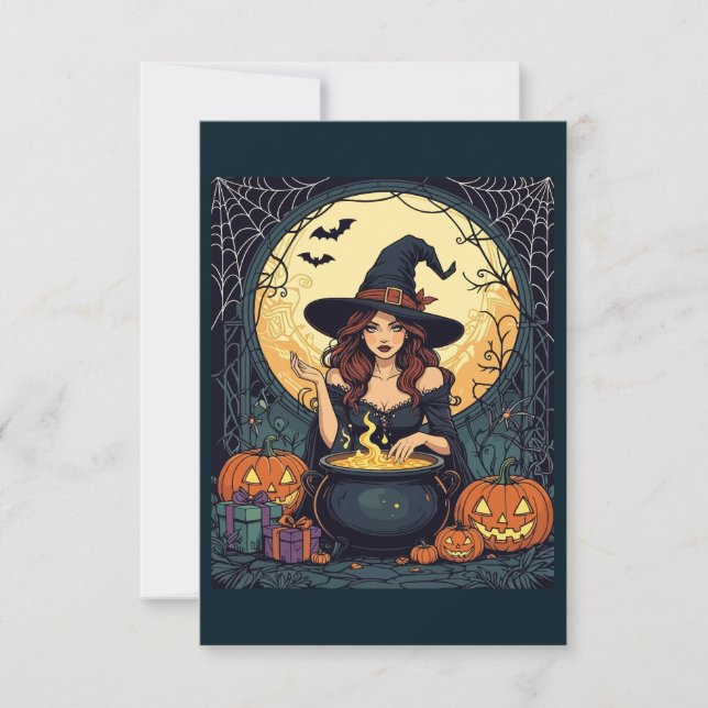 Invitation Sorcière Envoûtante avec des Araignées et une Citr (Devant)