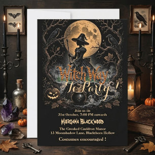 Invitation Sorcière façon de faire la fête pleine lune nuit s