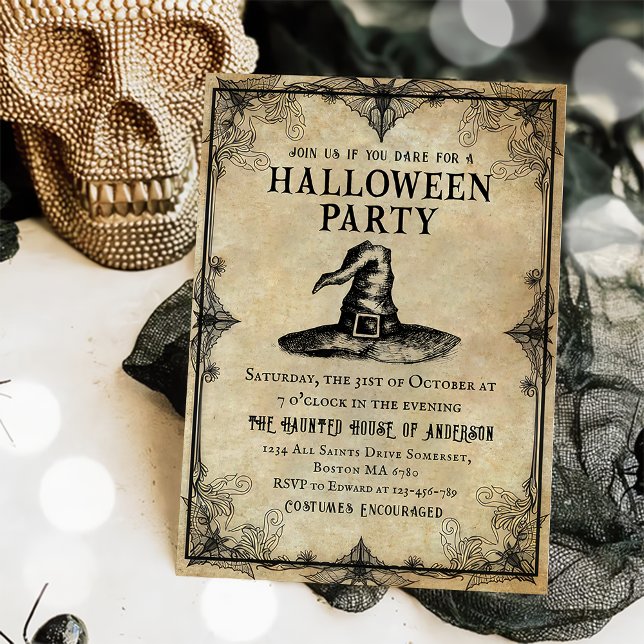 Invitation Sorcière gothique Adulte Halloween Party Vintage (Créateur téléchargé)