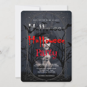 Invitation Sorcière gothique du parti d'Halloween et maison h
