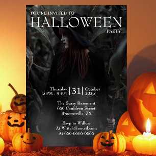 Invitation Sorcière Gothique Moderne d'Halloween dans une For