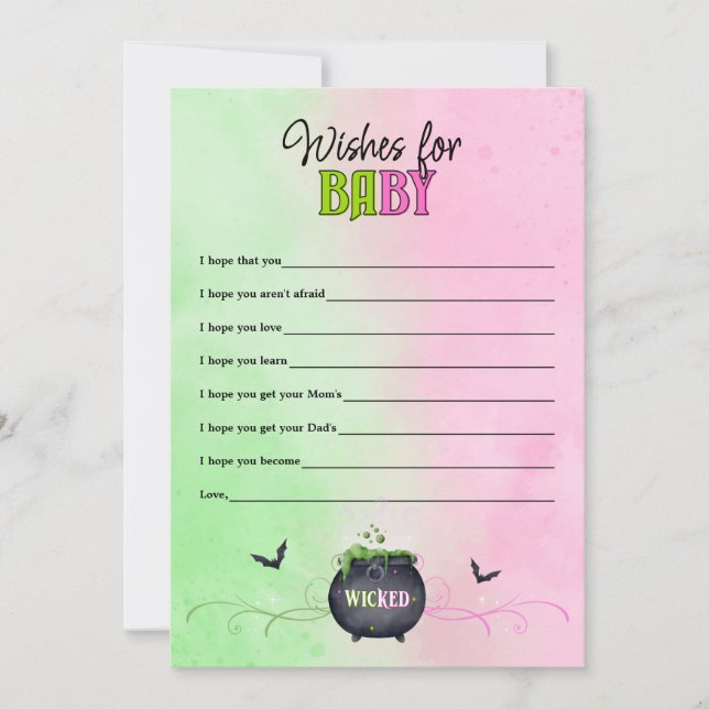 Invitation Sorcière Halloween Baby shower Voeux pour Baby Gam (Devant)