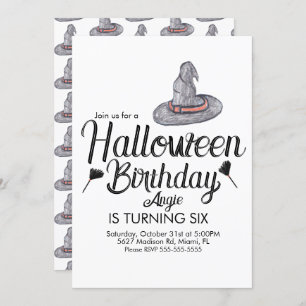 Invitation Sorcière Halloween Doodle Anniversaire