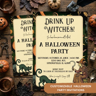 Invitation Sorcière Halloween   Soirée Cocktail de Sorcière M