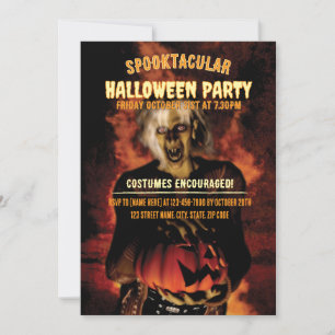 Invitation Sorcière méchante avec parti citrouille Halloween