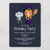 Sorcière mignonne avec Chat noir fête d'anniversai