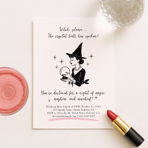 Invitation Sorcière rétro avec Crystal Ball Halloween Party