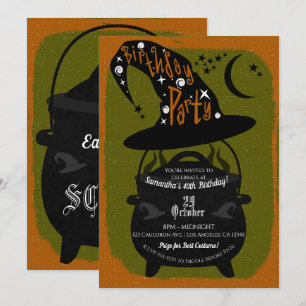 Invitation Sorcière vintage Cauldron Anniversaire fête d'Hall