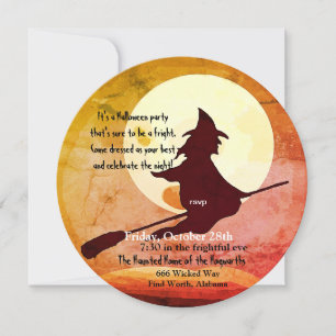 Invitation sorcière volante Halloween no 3